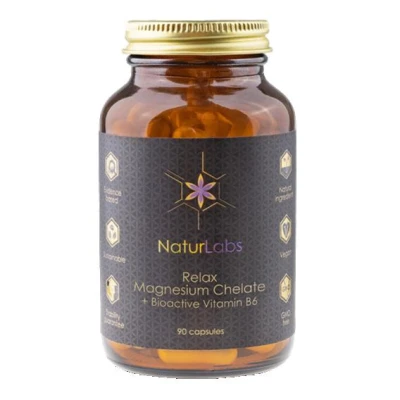 NaturLabs Relax Hořčík chelát bisglycinát + bioaktivní vitamín B6 90 kapslí NaturLabs Relax Hořčík chelát bisglycinát + bioaktivní vitamín B6 90 kapslí