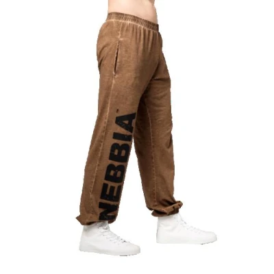 Nebbia Washed-off volné baggy tepláky s kapsami GYM BRO 373