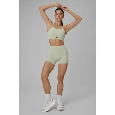 4f dámské šortky SHORT TIGHTS FNK F072-42A-LIGHT GREEN ALLOVER
