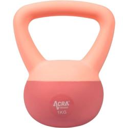 ACRA Soft PVC Kettlebell 1 kg, ružový ACRA Soft PVC Kettlebell 1 kg, ružový