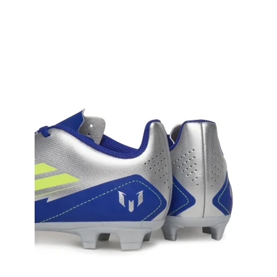 Adidas F50 Club Messi Jr FG silver metallic/solar yellow/lucid blue chlapecké fotbalové kopačky