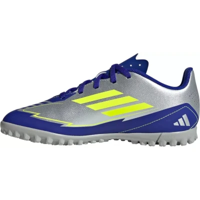 Adidas F50 Club Messi Jr TF silver metallic/solar yellow/lucid blue chlapecké fotbalové kopačky turfy
