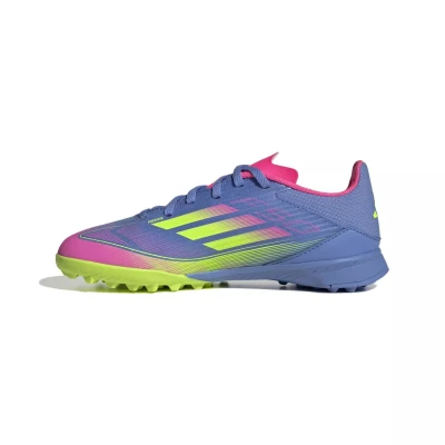 Adidas F50 League Jr TF blue fusion/lucid lemon/lucid pink chlapecké fotbalové kopačky