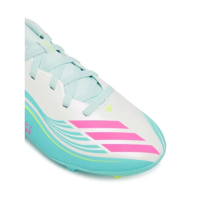 Adidas F50 Messi Club Jr FG/MG cloud white/lucid pink/flash aqua chlapecké fotbalové kopačky