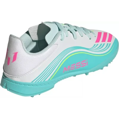 Adidas F50 Messi Club Jr TF cloud white/lucid pink/flash aqua chlapecké fotbalové kopačky turfy