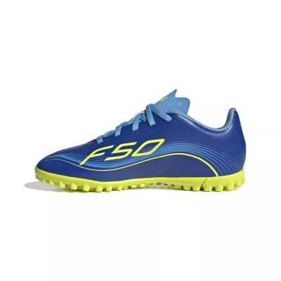 Adidas F50 Messi Club Jr TF team royal blue/solar yellow/semi blue burst chlapecké fotbalové kopačky turfy