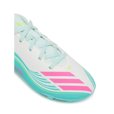 Adidas F50 Messi Club K FG/MG cloud white/lucid pink/flash aqua chlapecké fotbalové kopačky