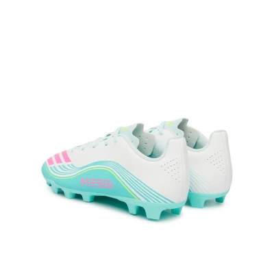 Adidas F50 Messi Club K FG/MG cloud white/lucid pink/flash aqua chlapecké fotbalové kopačky