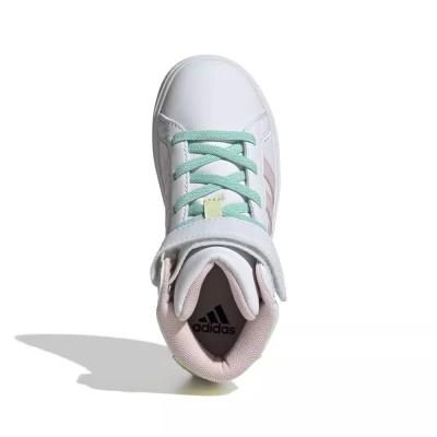 Adidas Grand Court Mid cloud white/clear pink/ice yellow dívčí rekreační obuv