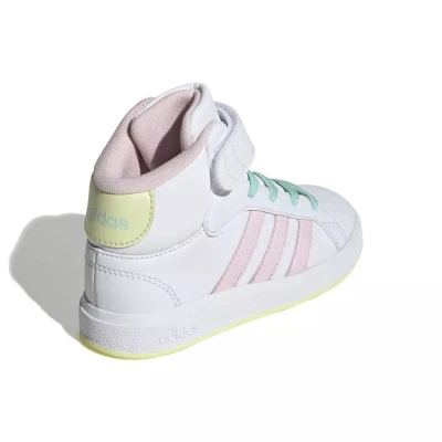 Adidas Grand Court Mid cloud white/clear pink/ice yellow dívčí rekreační obuv
