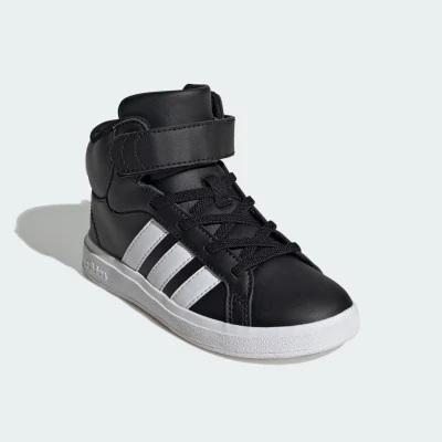 Adidas Grand Court Mid K core black/cloud white/core black dětská rekreační obuv