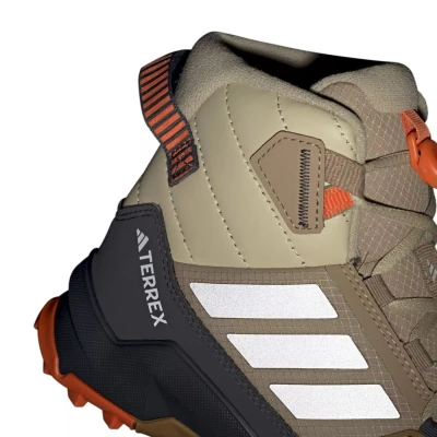 Adidas Terrex AX4R ClimaWarm+ Jr cardboard/matte silver/semi impact orange chlapecké kotníkové zimní boty