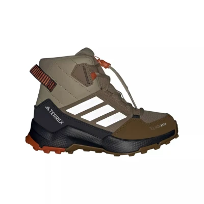 Adidas Terrex AX4R ClimaWarm+ Jr cardboard/matte silver/semi impact orange chlapecké kotníkové zimní boty