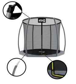 Aga SPORT EXCLUSIVE Trampolína 250 cm Šedá + ochranná síť + žebřík