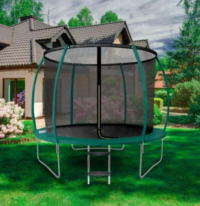 Aga SPORT EXCLUSIVE Trampolína 250 cm Tmavě zelená + ochranná síť + žebřík