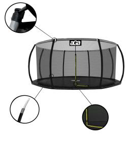 Aga SPORT EXCLUSIVE Trampolína 366 cm Čierna + ochranná sieť + rebrík