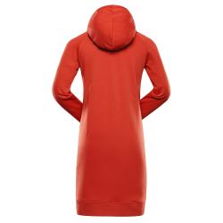 Alpine Pro OLEBA dámské mikinové šaty ORANŽOVÁ / ČERVENÁ