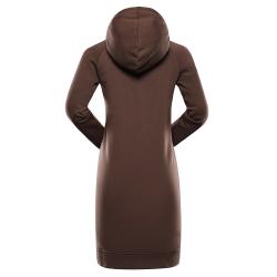 Alpine Pro OLEBA dámské mikinové šaty ŽLUTÁ / HNĚDÁ