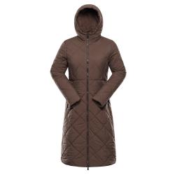 Alpine Pro STAWA dámsky jesenný mestský kabát ŽLTÁ / HNEDÁ