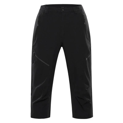 Alpine Pro WEDER pánské černé softshellové capri kalhoty 3/4