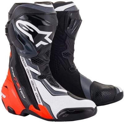Alpinestars Supertech R černo-fluo červeno-bílo-šedé boty na motorku