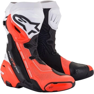 Alpinestars Supertech R Vented černo-bílo-fluo červené motoboty na motorku