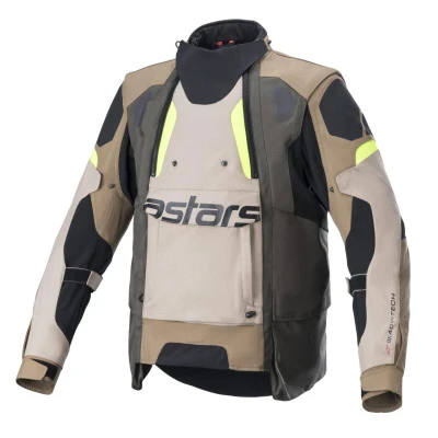 Alpinestars Halo Drystar khaki-béžovo-fluo žlutá pánská bunda na motorku