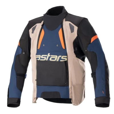 Alpinestars Halo Drystar tmavě modro-khaki-oranžovo-černá bunda na motorku