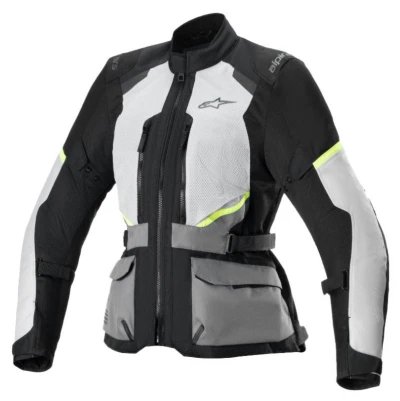 Alpinestars Stella Andes Air Drystar světle šedo-tmavě šedo-černo-fluo žlutá dámská bunda na motorku