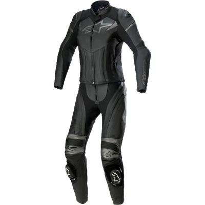 Alpinestars STELLA GP PLUS 2 černo-šedá metalická dámská dvoudílná kožená kombinéza na motorku