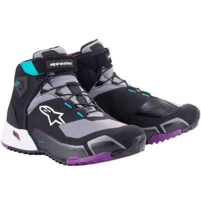Alpinestars Stella CR-X Drystar černo-šedo-fialovo-tyrkysové dámské boty na motorku
