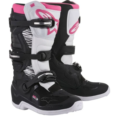 Alpinestars Stella Tech 3 černo-bílo-růžové dámské boty na motorku
