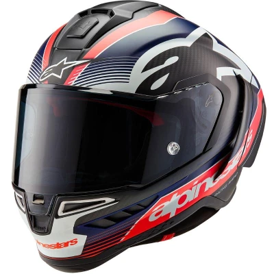 Alpinestars Supertech R-10 Team carbon fluo červeno-modro-bílá matná integrální helma na motorku