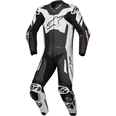 Alpinestars GP Plus V4 Sprint černo-bílo-červená fluo Tech-air kompatibilní jednodílná kožená kombinéza na motorku
