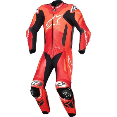 Alpinestars GP Plus V4 Sprint fluo červeno-červeno-bílo-černá jednodílná kožená kombinéza na motorku