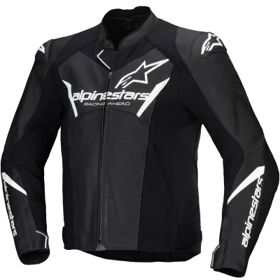 Alpinestars Faster 3 Airflow černo-bílá kožená bunda na motorku