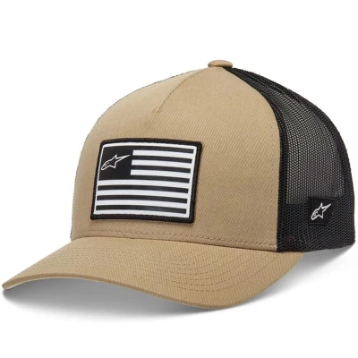 Alpinestars Flag Snap Hat pískovo-černo-bílá trucker kšiltovka