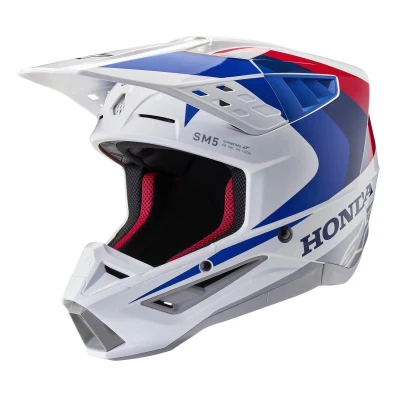 Alpinestars S-M5 Honda kolekce bílo-modro-červená motokrosová helma