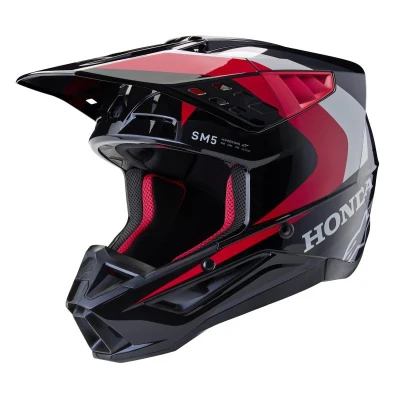 Alpinestars S-M5 Honda černo-červeno-šedá motokrosová helma