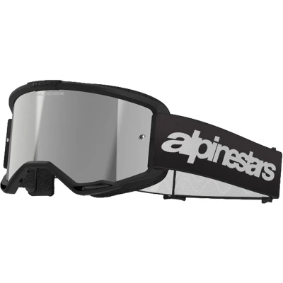 Alpinestars Vision 3 Wordmark černé se zrcadlovým stříbrným plexi motokrosové brýle