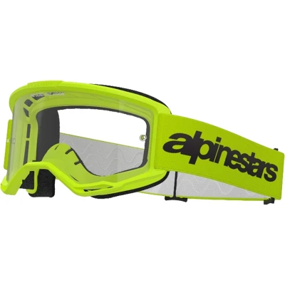 Alpinestars Vision 3 Wordmark fluo žluté motokrosové brýle s čirým plexi