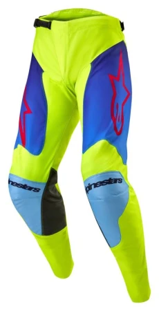 Alpinestars Racer Hoen fluo žluto-modro-červené motokrosové kalhoty