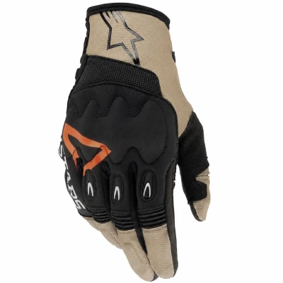 Alpinestars Techdura černo-hnědo-fluo červené motokrosové rukavice