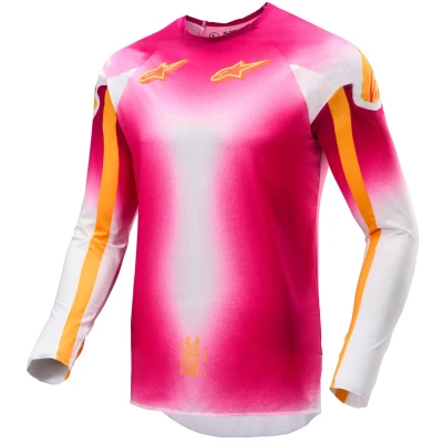 Alpinestars Supertech SX AFD limitovaná edice MIG fluo růžovo-bílo-oranžový motokrosový dres