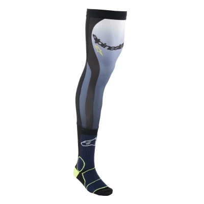 Alpinestars Knee Brace modro-žluto-fluo-bílo-černé moto ponožky pod ortézy