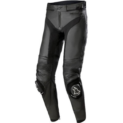 Alpinestars Missile 3 černé zkrácené kožené kalhoty na motorku