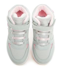 American Club ES162-24 šedo růžové dívčí zimní blikací boty