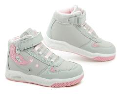 American Club ES162-24 šedo růžové dívčí zimní blikací boty