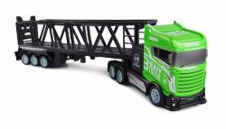 Kamion s autopřepravníkem 2WD, 1:16, bohaté příslušenství, semafor, radar, 3 autíčka, RTR