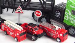 Kamion s autopřepravníkem 2WD, 1:16, bohaté příslušenství, semafor, radar, 3 autíčka, RTR